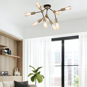 Barclay 9 Light Black And Brass Look Ceiling Light - Lighting.co.za