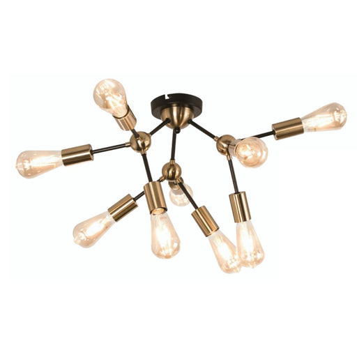 Barclay 9 Light Black And Brass Look Ceiling Light - Lighting.co.za