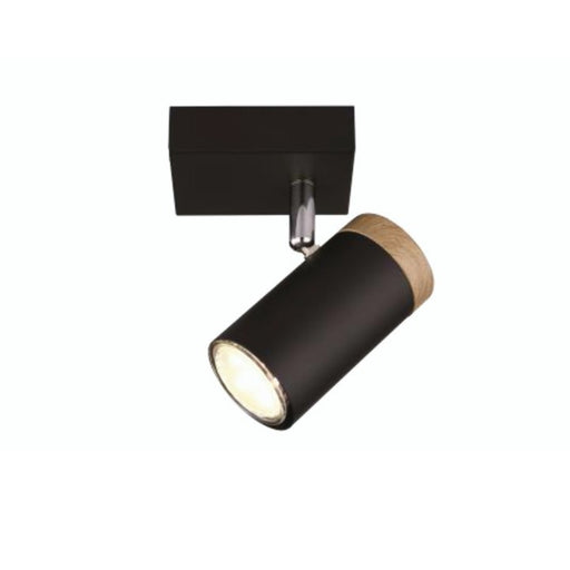 Silo Adjustable GU10 Black and Wood Look 1 Light Spot Light - Lighting.co.za