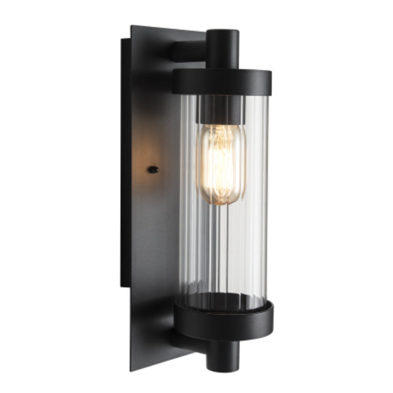 Lucca Black And Glass Outdoor Lantern Wall Light - Lighting.co.za