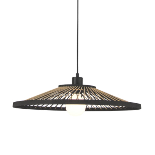 Shiri Black and Bamboo Rattan Hat Pendant Light - Lighting.co.za