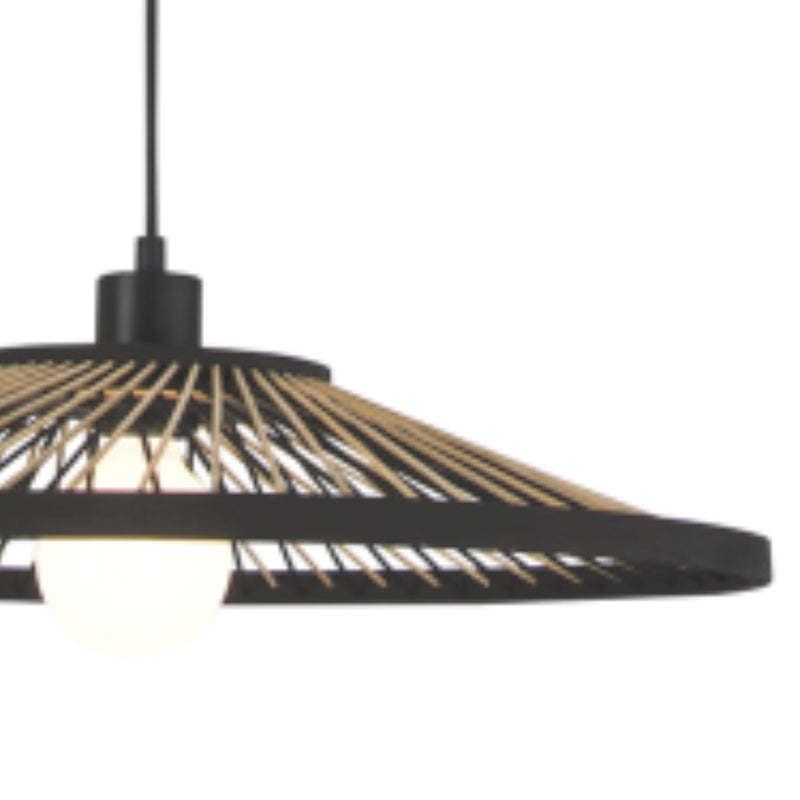 Shiri Black and Bamboo Rattan Hat Pendant Light - Lighting.co.za