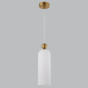 Zara Fluted White Glass and Brass Look Pendant Light - Lighting.co.za