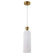 Zara Fluted White Glass and Brass Look Pendant Light - Lighting.co.za