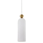 Zara Fluted White Glass and Brass Look Pendant Light - Lighting.co.za