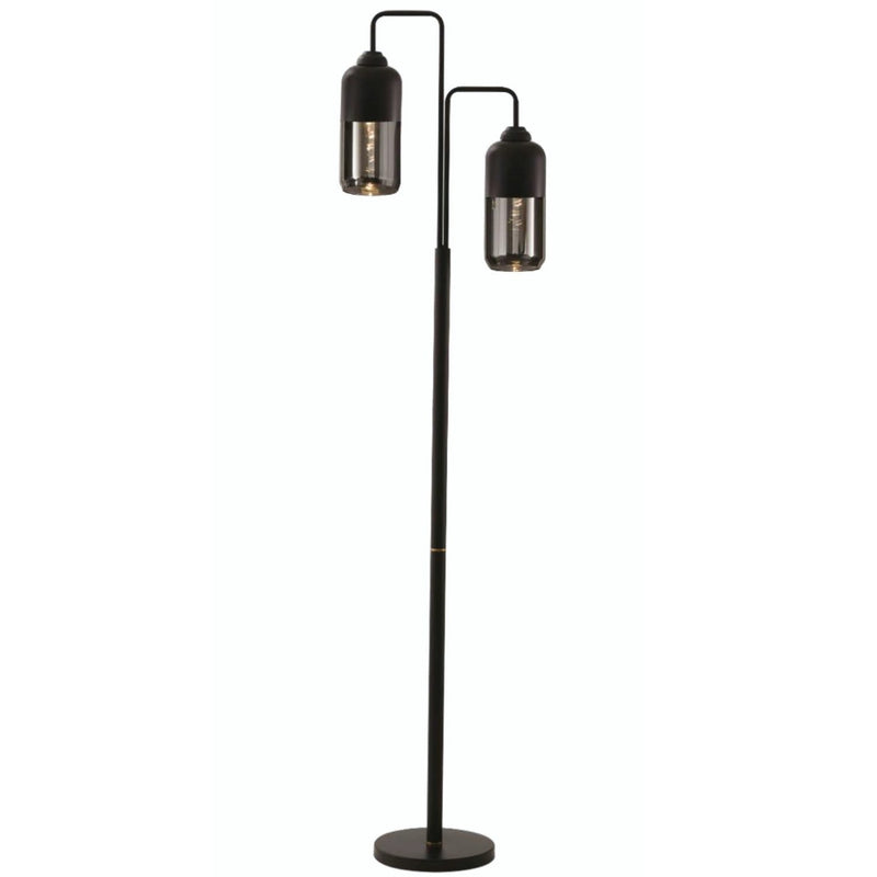 Fiore Black And Smoke Black Glass Floor Lamp - Lighting.co.za