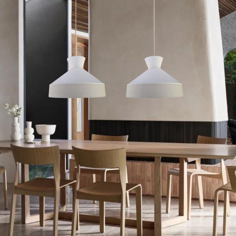 Calico White and Natural Fabric Pendant Light - Lighting.co.za