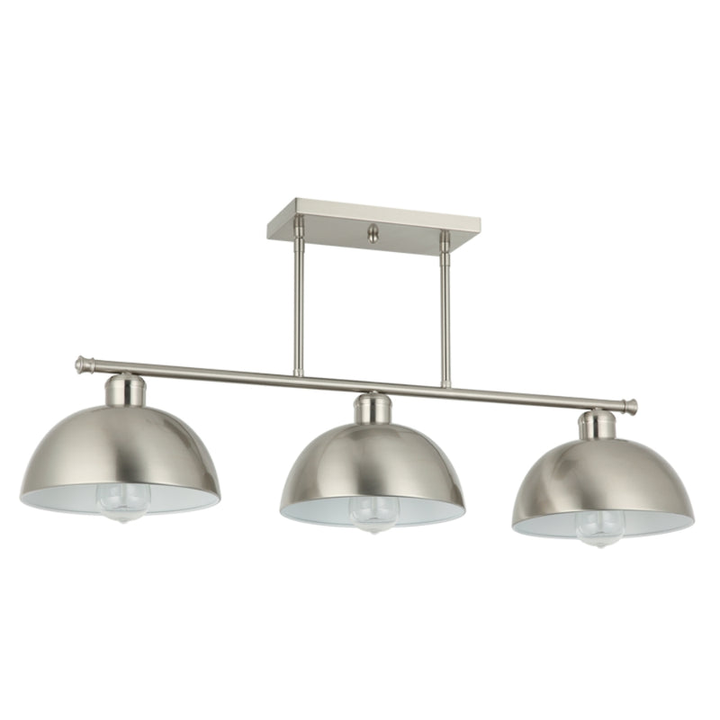 Nyla 3 Light Satin Chrome Farmstyle Pendant Light - Lighting.co.za