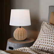 Calais Natural Rattan and White Shade Table Lamp - Lighting.co.za