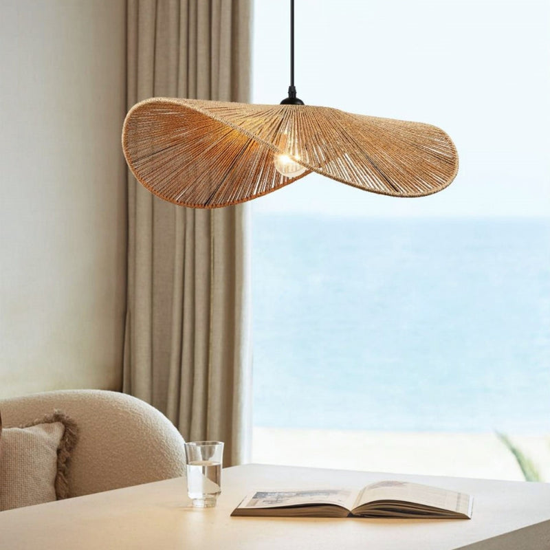 Bent Natural String Rattan Pendant Light - Lighting.co.za