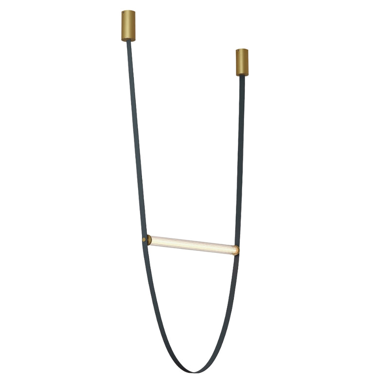 Cintura Black Grey Leather and Brass LED Pendant Light 2 Sizes - Lighting.co.za