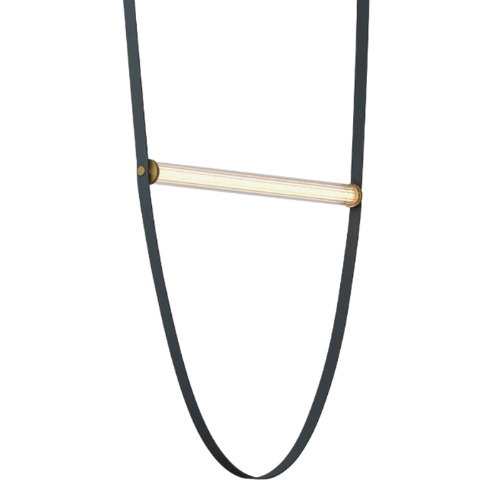 Cintura Black Grey Leather and Brass LED Pendant Light 2 Sizes - Lighting.co.za