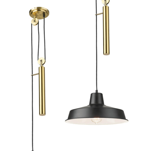 Aura Black Gold Pulley Pendant Light - Lighting.co.za