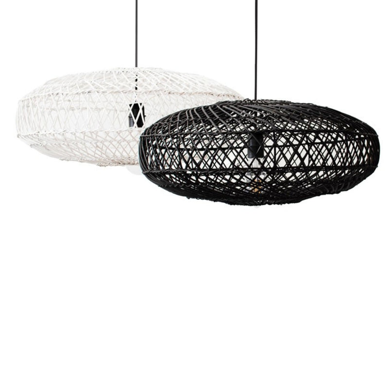 Everly Black or White Rattan Pendant Light - Lighting.co.za