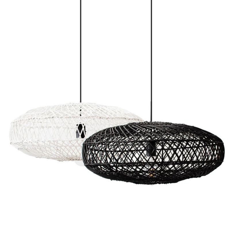 Everly Black or White Rattan Pendant Light - Lighting.co.za
