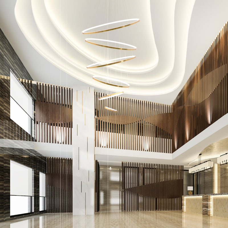 Multiple 4 or 6 Ring Black Or Gold LED Pendant Light - Lighting.co.za