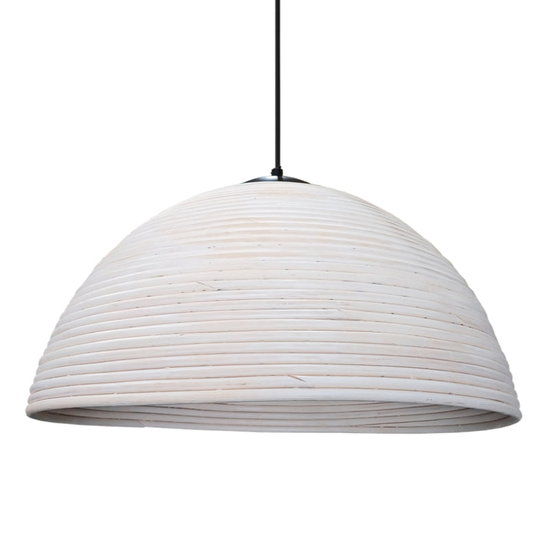 Valkea Natural or Antique White Rattan Tube Pendant Light 3 Sizes - Lighting.co.za
