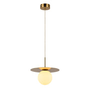 Saturn Single Gold Disk And White Glass LED Pendant Light - Lighting.co.za