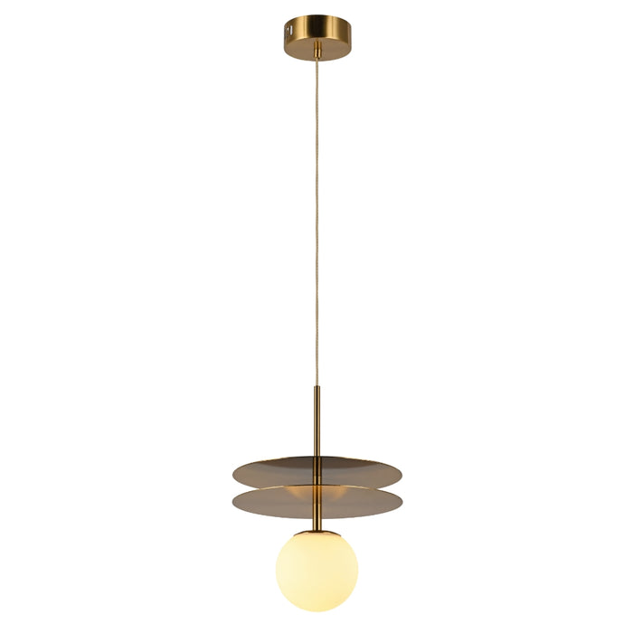 Saturn Double Gold Disk And White Glass LED Pendant Light - Lighting.co.za