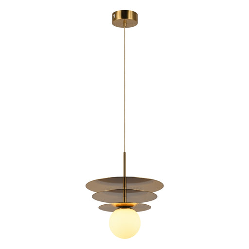 Saturn Trio Gold Disk And White Glass LED Pendant Light - Lighting.co.za