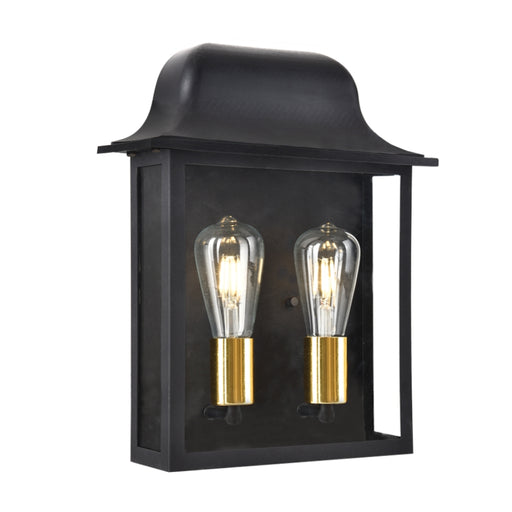 Uno Black and Gold Outdoor Lantern Wall Light - Lighting.co.za