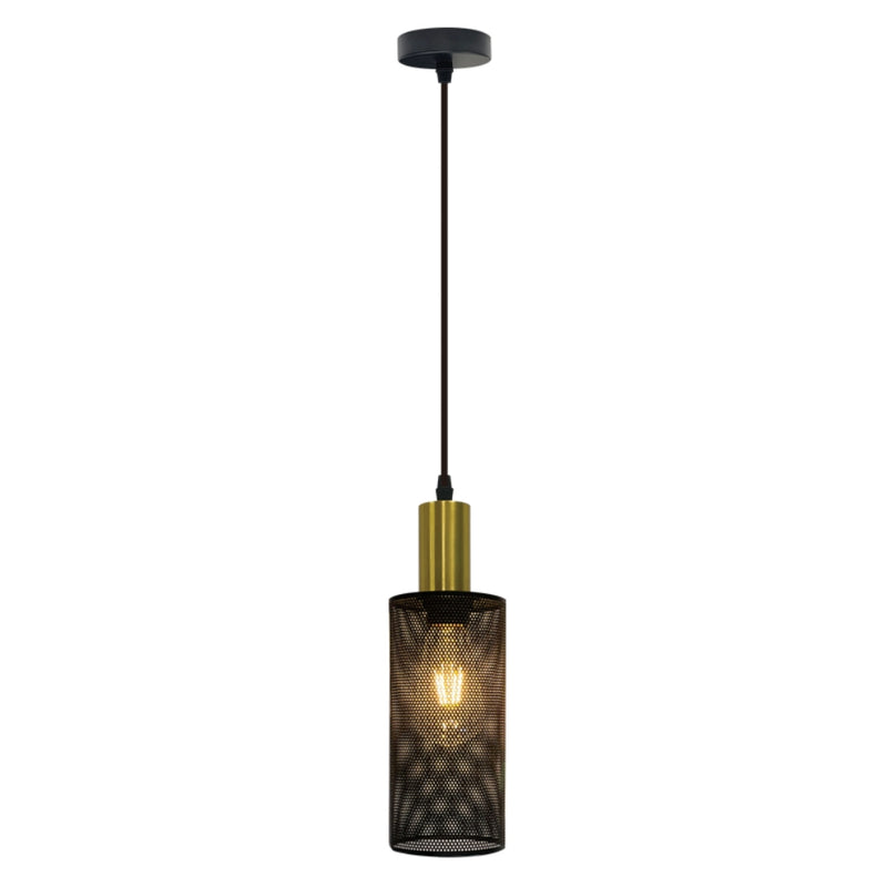 Brooklyn 1 or 3 Light Gold and Black Mesh Pendant Light - Lighting.co.za