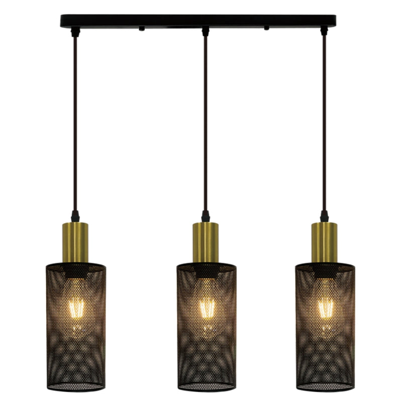 Brooklyn 1 or 3 Light Gold and Black Mesh Pendant Light - Lighting.co.za