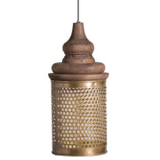 Ambit Wood and Gold Mesh Pendant Light - Lighting.co.za