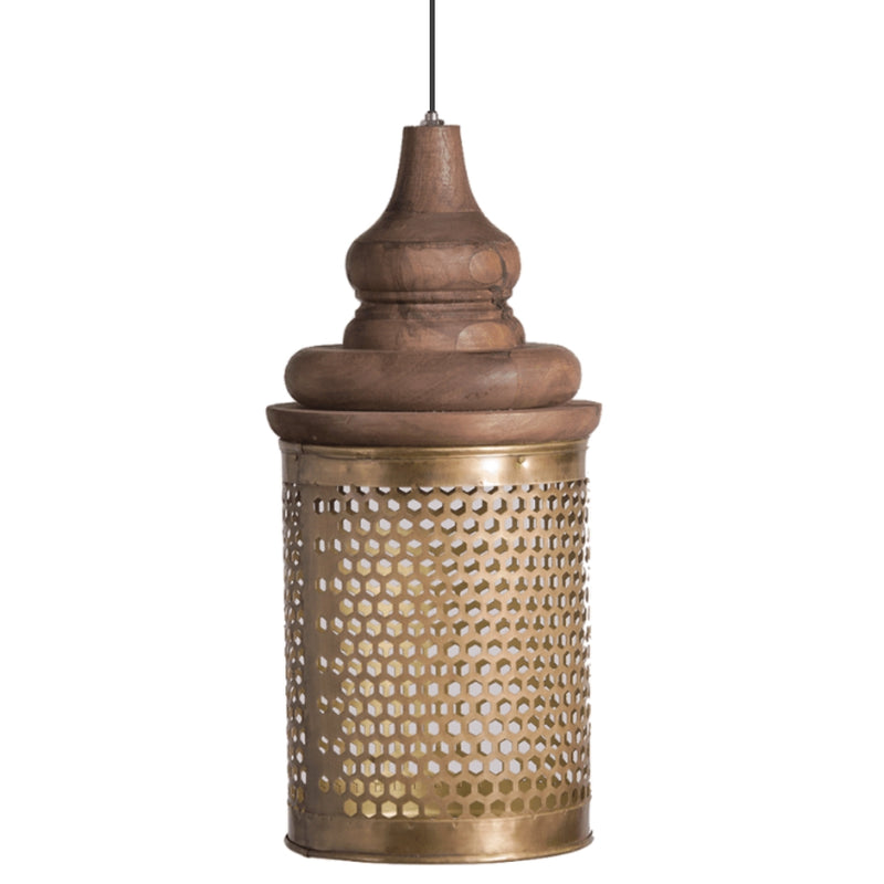 Ambit Wood and Gold Mesh Pendant Light - Lighting.co.za