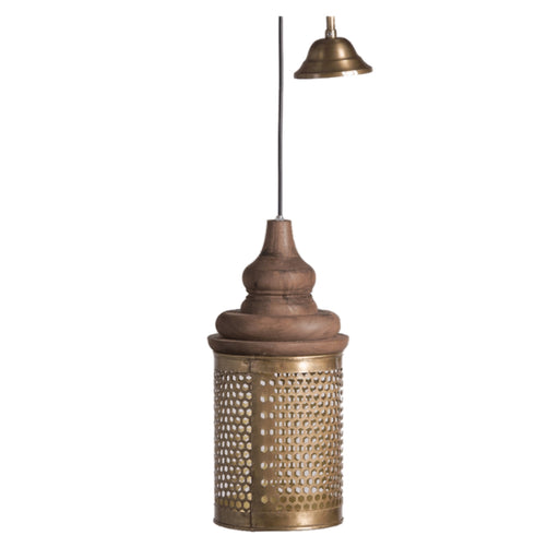 Ambit Wood and Gold Mesh Pendant Light - Lighting.co.za