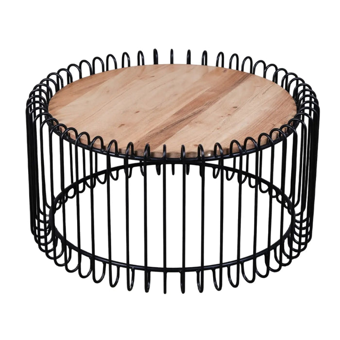 Ania Acacia Wood and Black Grid Coffee Table - Lighting.co.za