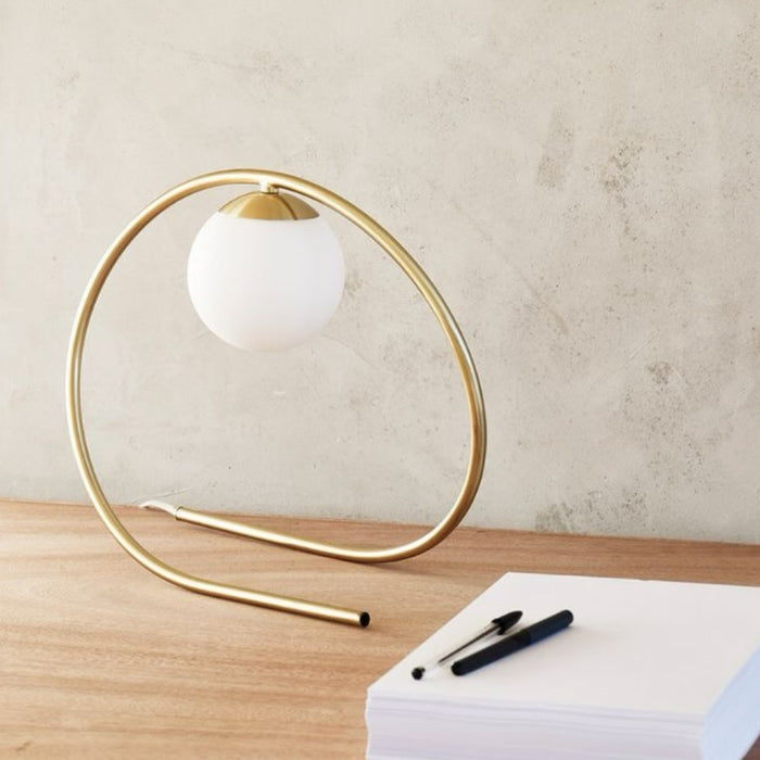 Olive Frosted Glass and Gold Nordic Table Lamp