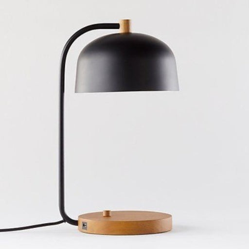 Ledger Black and Wood Desk Lamp with USB Charger - Lighting.co.za