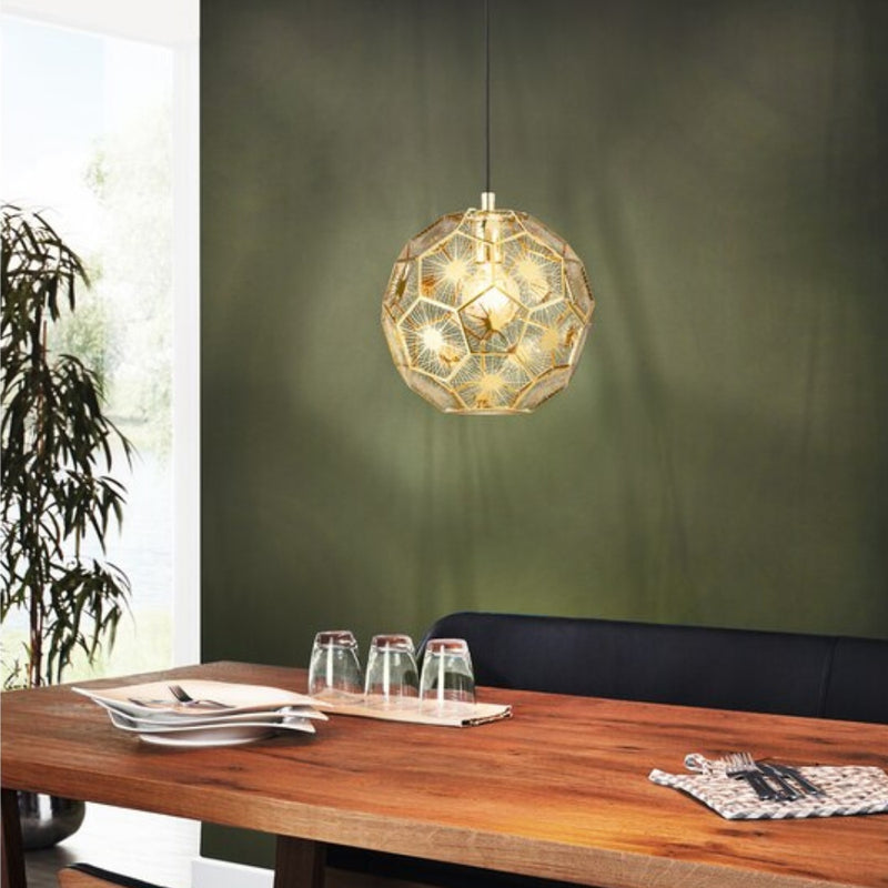 Skoura Black and Brass Mesh Pendant Light - Lighting.co.za