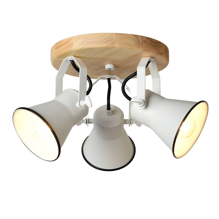 Bailey Farmhouse White and Wood Ceiling Light