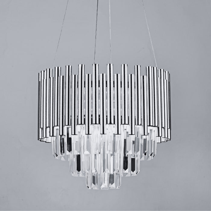 Budheli Chrome and Clear Crystal Pendant Light