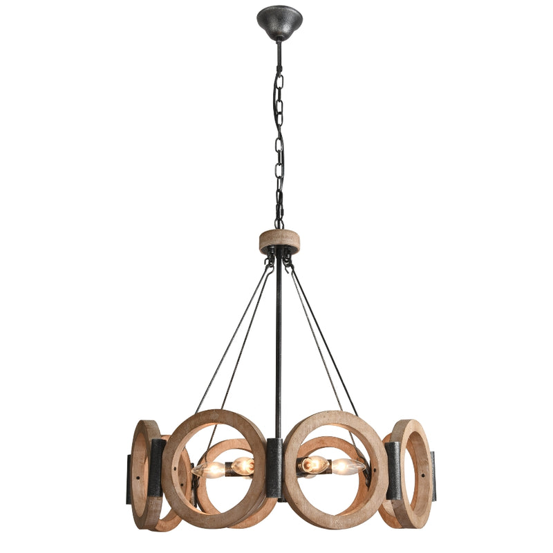 Corvus Wood and Black Chandelier - Lighting.co.za