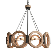 Corvus Wood and Black Chandelier - Lighting.co.za