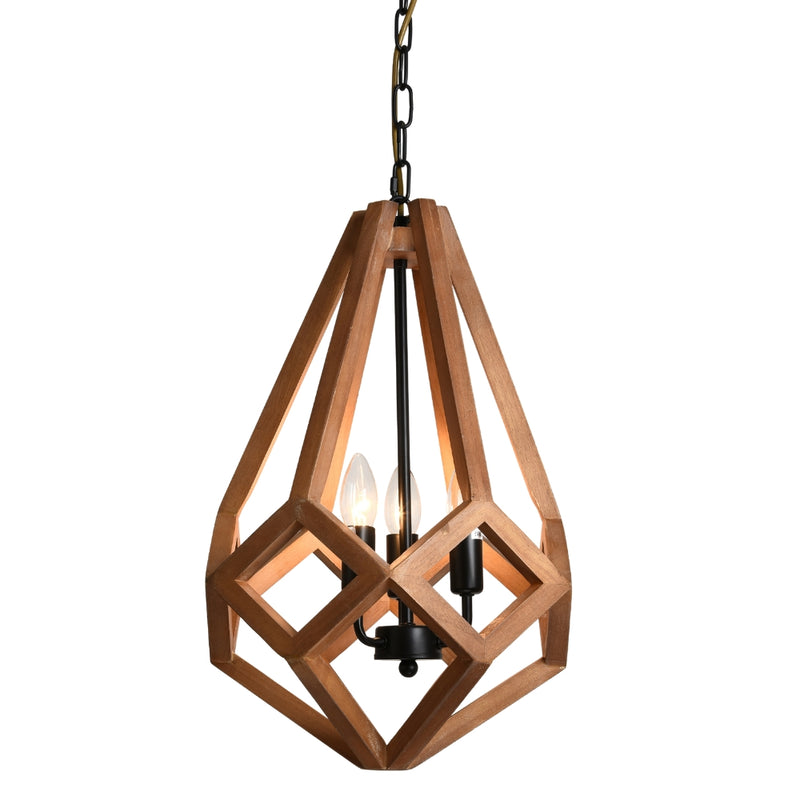 Diva Teardrop Wood and Black Chandelier - Lighting.co.za