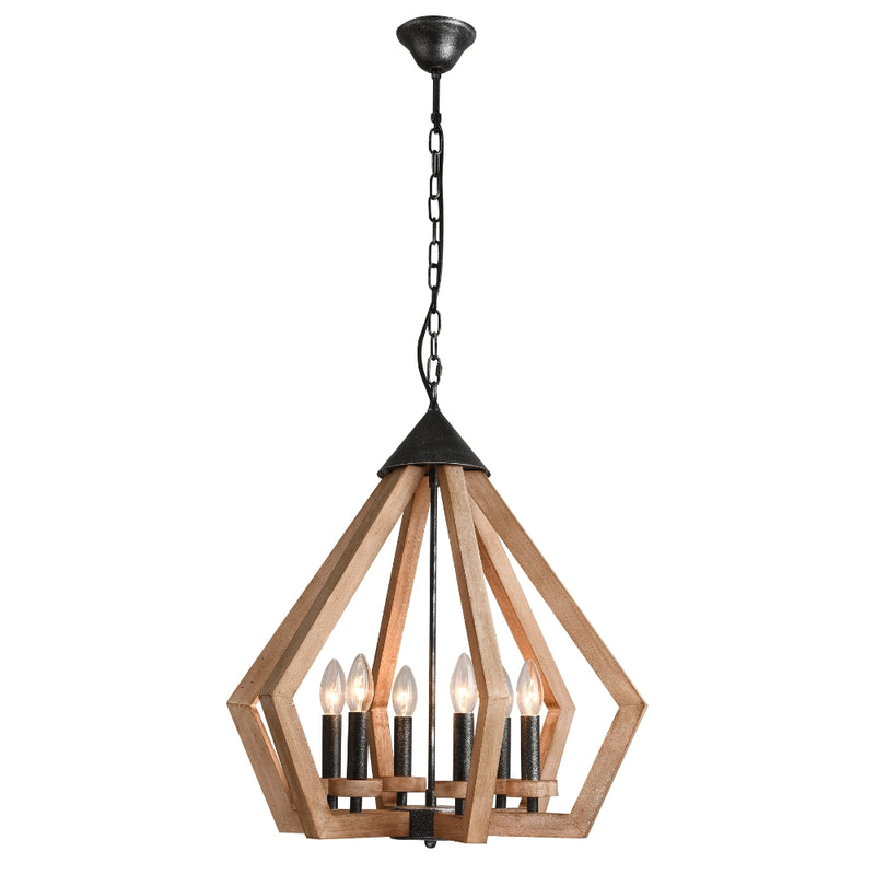 Giorgia Large Wood and Black Chandelier - Lighting.co.za