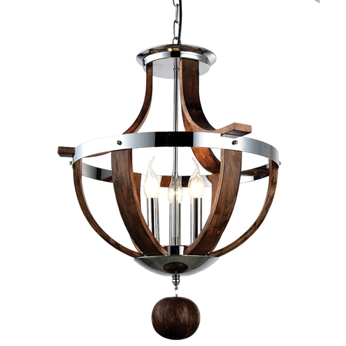 Elegant Dark Wood and Chrome Chandelier