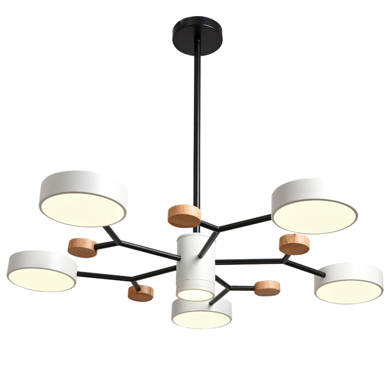Izar White Black and Wood CCT LED Pendant Light - Lighting.co.za
