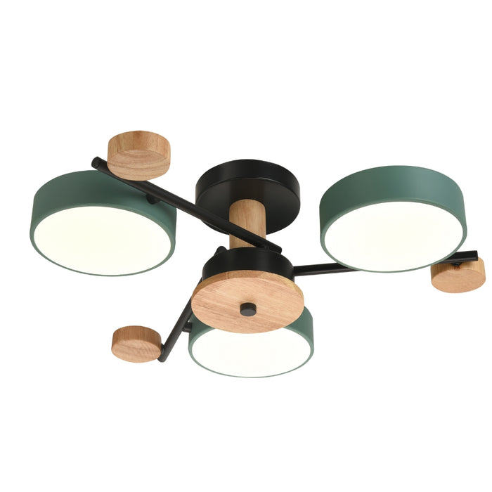 Cafe Green Black and Wood CCT LED Ceiling Light