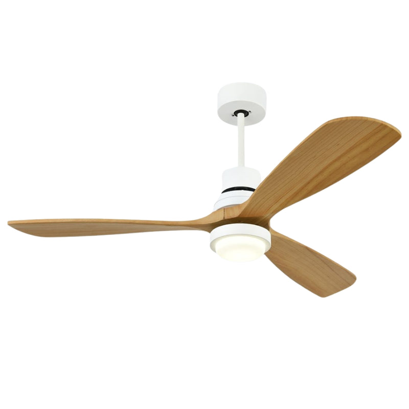 Roku LED White and Wood 3 Blade Ceiling Fan - Lighting.co.za