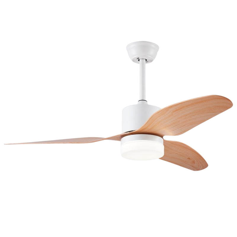 Shamal LED White and Wood 3 Blade Ceiling Fan - Lighting.co.za