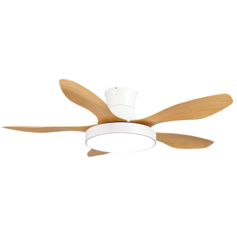 Zonda LED White and Wood 5 Blade Ceiling Fan - Lighting.co.za