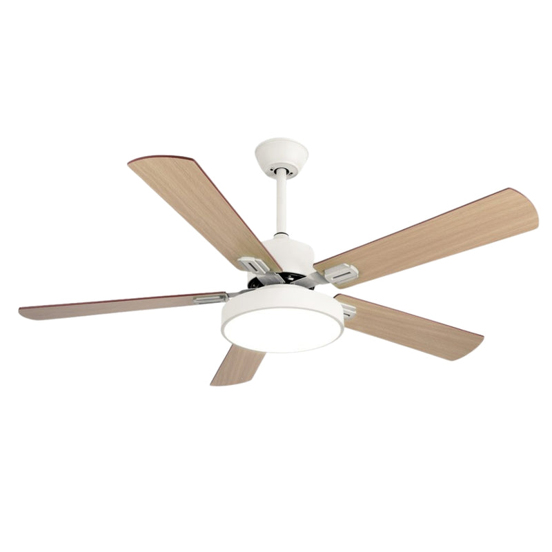Axis LED White and Wood 5 Blade Ceiling Fan - Lighting.co.za
