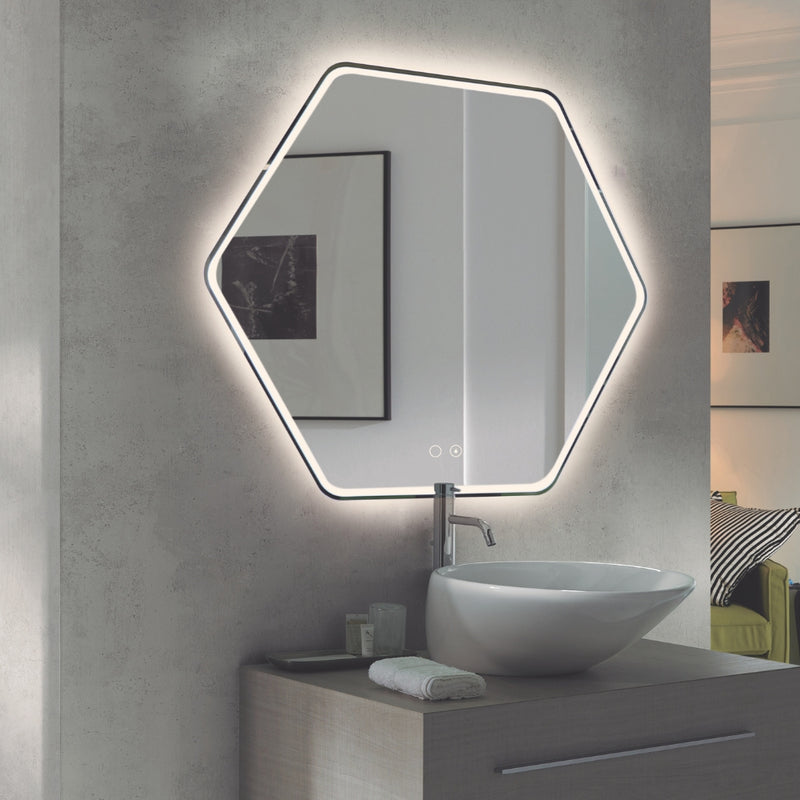 Colette Black Frame LED Bathroom Mirror with Defogger - Lighting.co.za