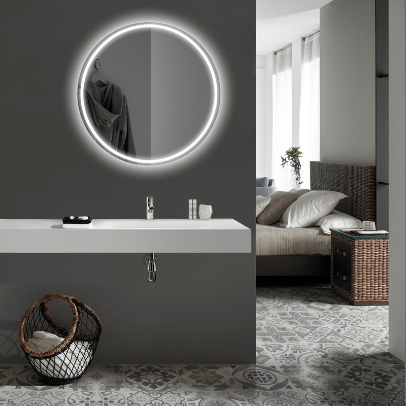 Uma Round LED Bathroom Mirror with Defogger - Lighting.co.za