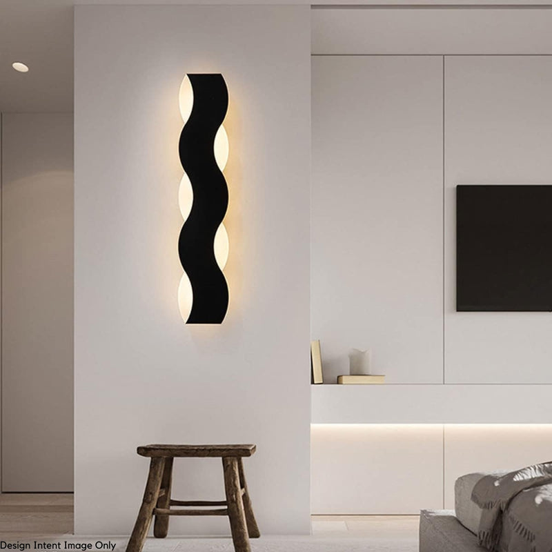 Mattison 10 Watt LED Black Wave Outdoor Wall Light - Lighting.co.za